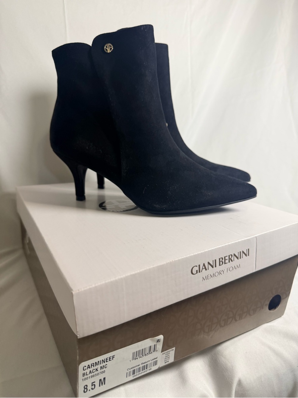 Giani Bernini Caminna booties black pointed toe kitten heel size 8.5 - Picture 2 of 5